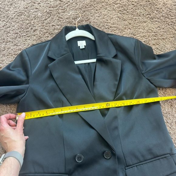 A New Day Satin Black Oversized Jacket Double Breasted Blazer XS - Picture 7 of 7